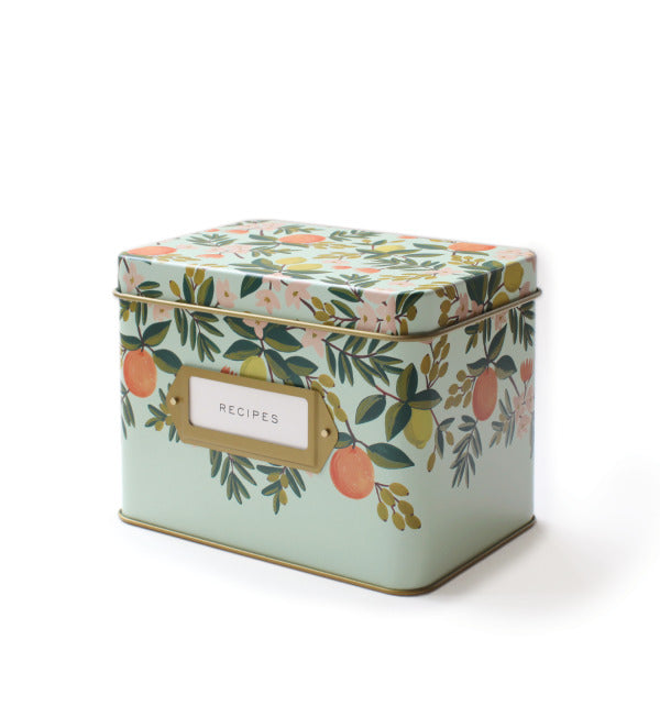 Citrus Floral Tin Recipe Box