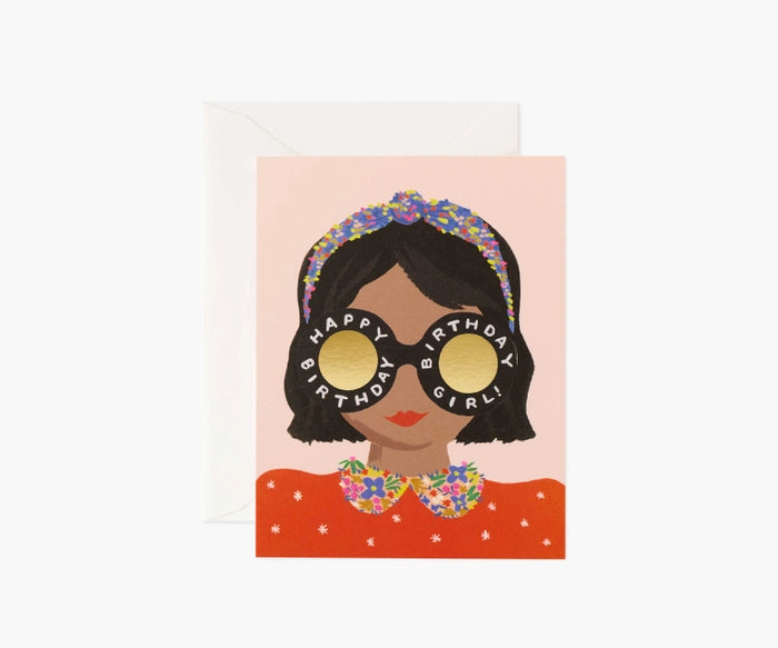 Headband Birthday Girl Single Greeting Card