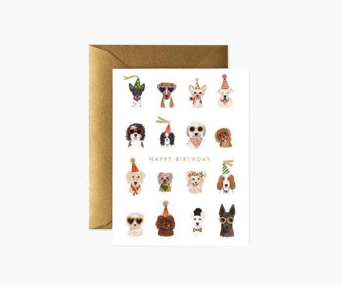 Party Pups Birthday Single Greeting Card