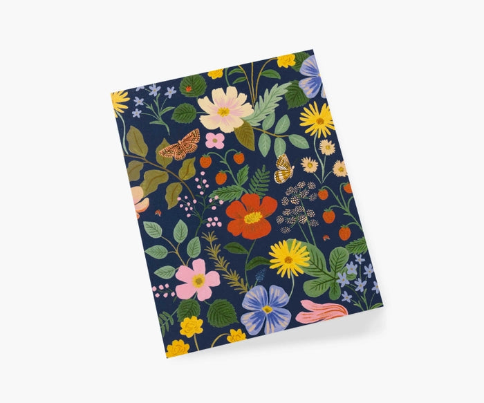Strawberry Fields Navy Single Greeting Card