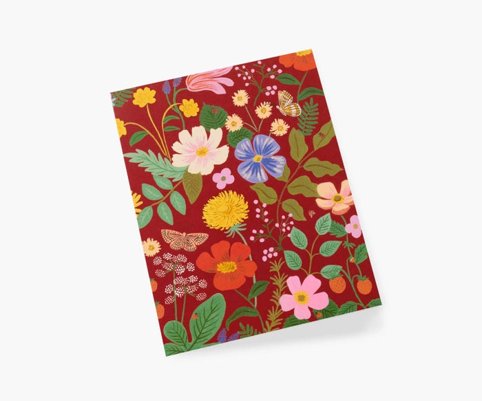 Strawberry Fields Red Single Greeting Card