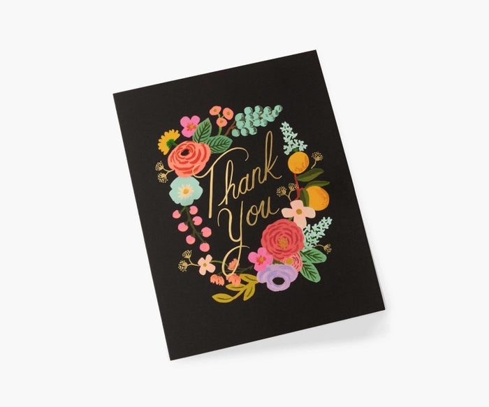 Garden Party Wreath Thank You Single Greeting Card