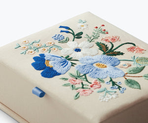 Garden Party Blue Medium Embroidered Keepsake Box
