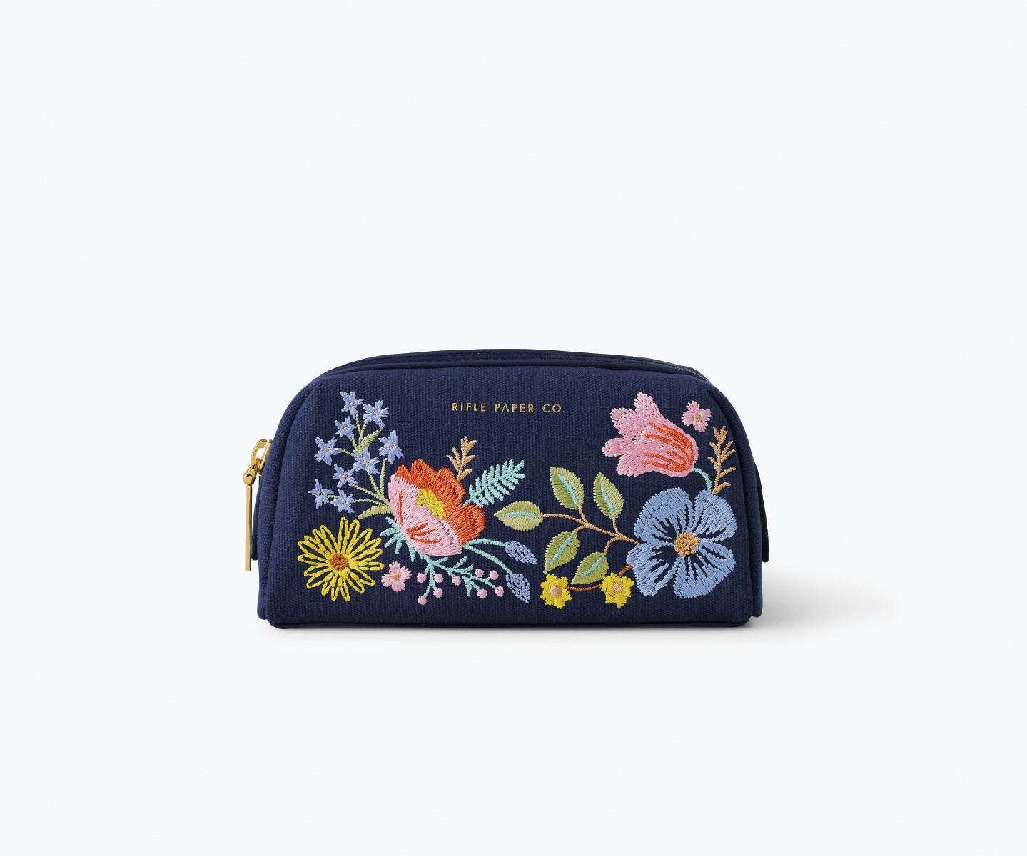 Bramble Embroidered Canvas Small Cosmetic Pouch