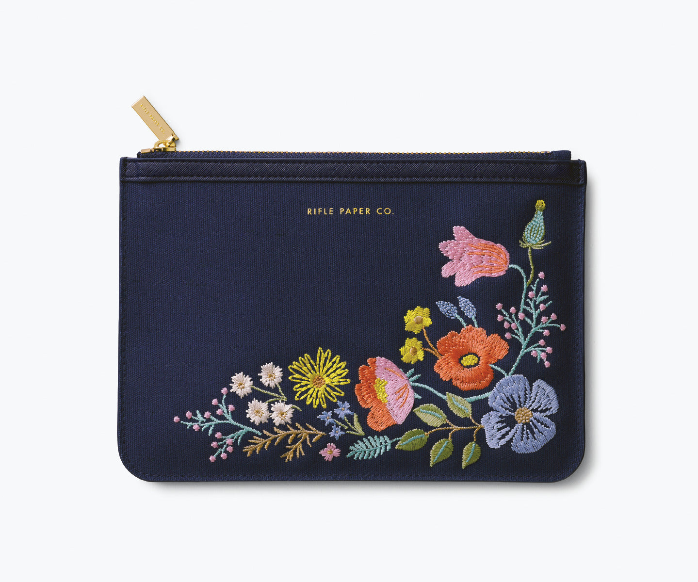 Bramble Embroidered Canvas Clutch