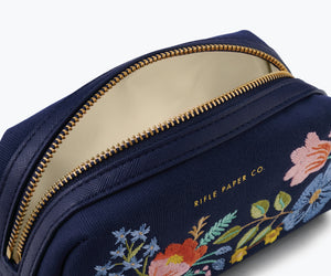 Bramble Embroidered Canvas Small Cosmetic Pouch
