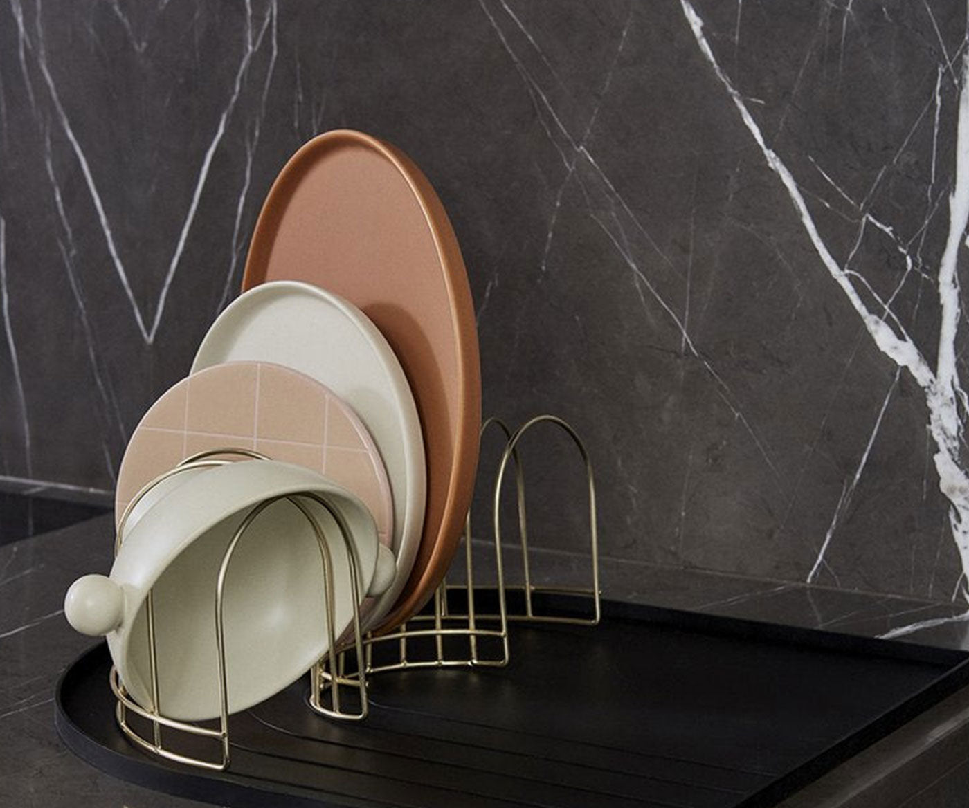 Black Dish Tray & Drainer