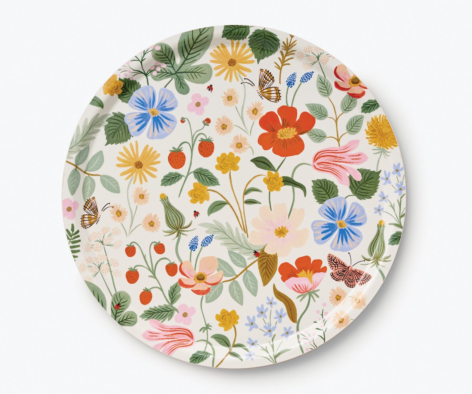 Strawberry Fields Round Serving Tray