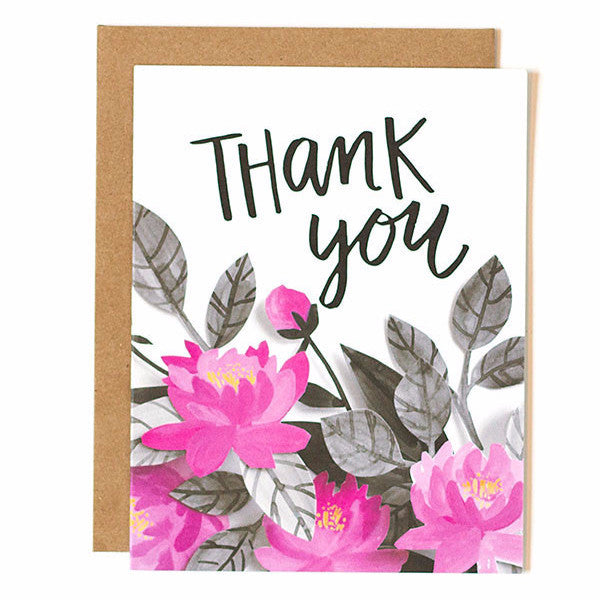 Thank You Pink Floral Single Card