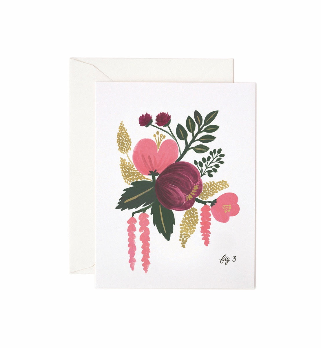 Raspberry Floral Single Greeting Card