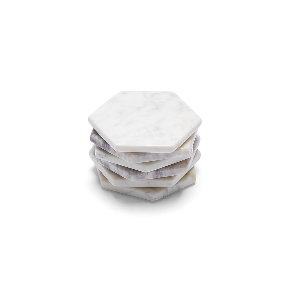 Hexagonal Blanc Marble Coaster