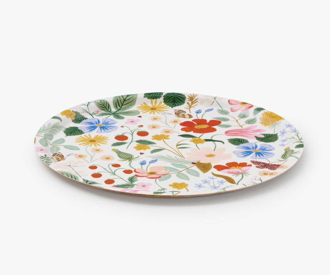 Strawberry Fields Round Serving Tray