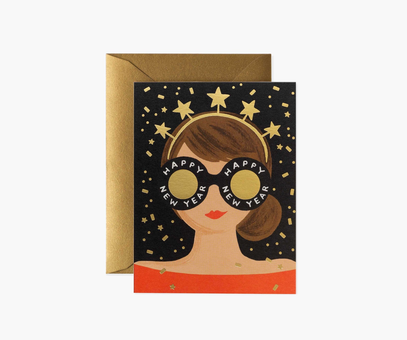 New Year Girl Single Greeting Card