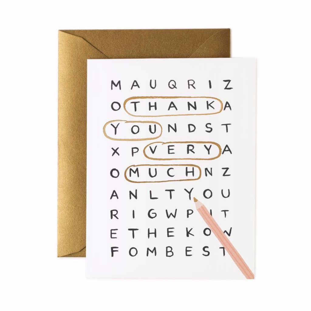 Word Search Thank You Single Card