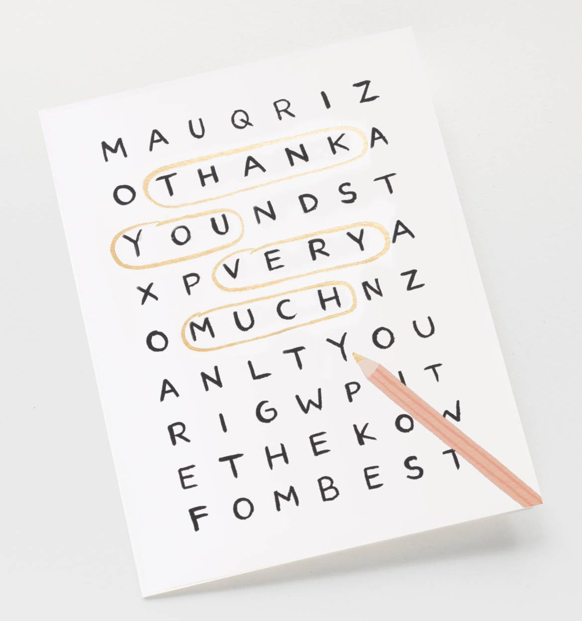 Word Search Thank You Single Card